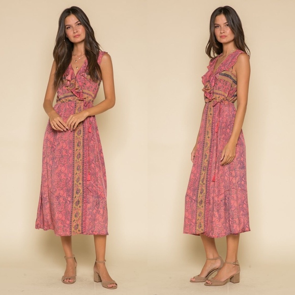 Anthropologie Dresses & Skirts - RAGA Passion Struck Wrap Midi Dress Size Medium